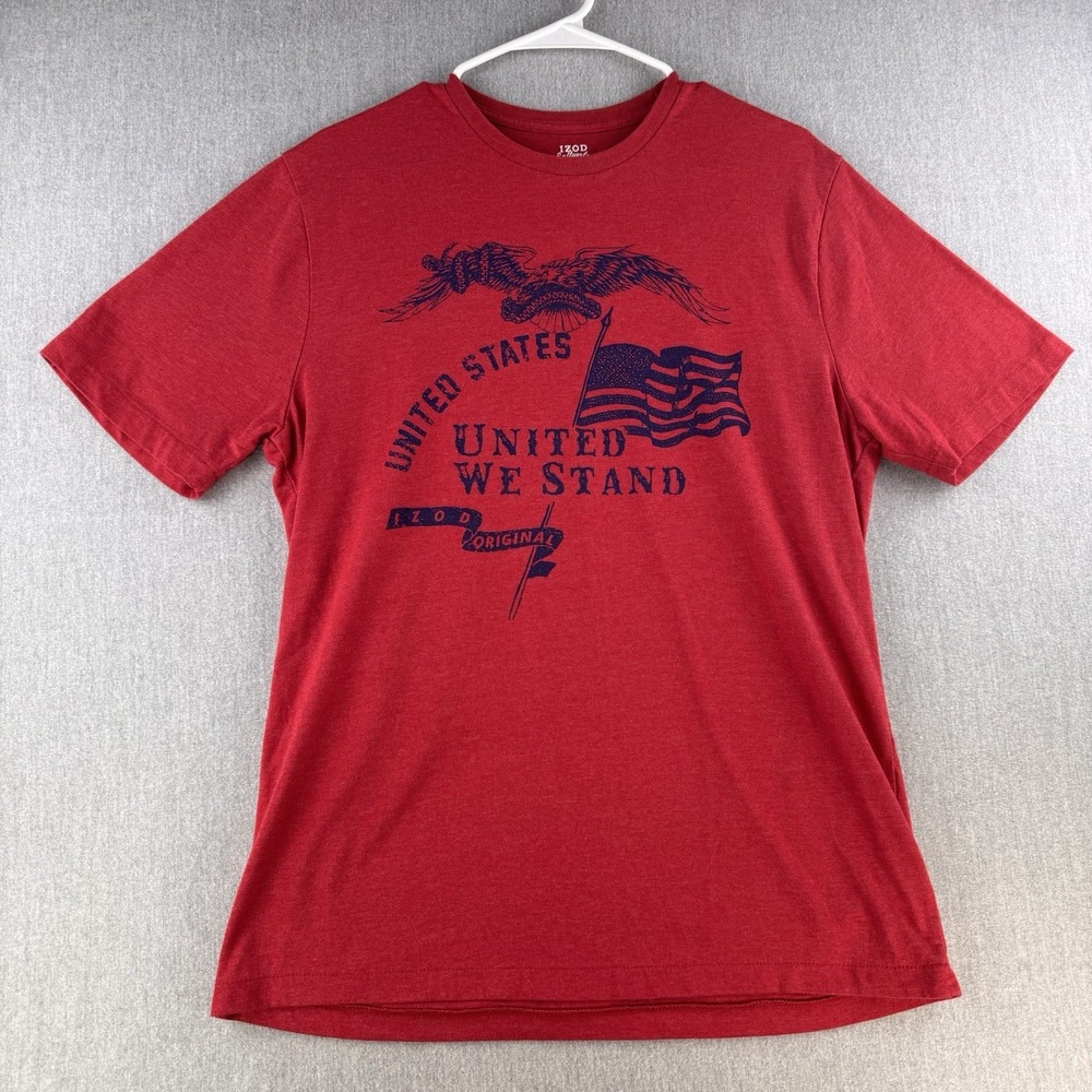 IZOD Saltwater Men's Medium United We Stand Eagle‎ Flag Graphic T-Shirt Red